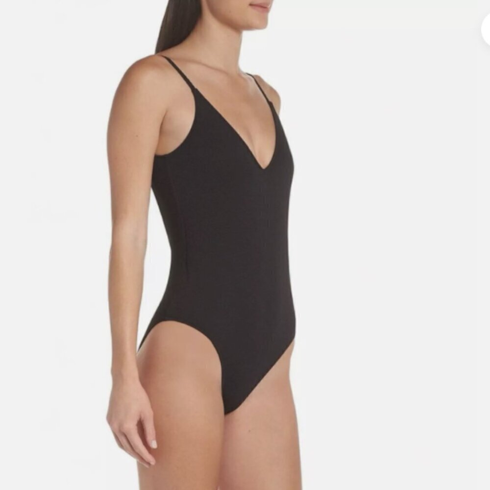 NWT Leith Textured One Piece Swimsuit Black Size XL - NO371599MI